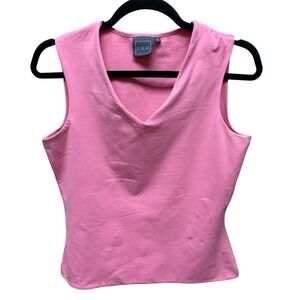LBH Pink V Neck Athletic Tank Top Women's Tactel Stretch Tennis Golf Resort.Sz S